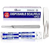 MedHelp 10r Disposable Scalpels 10R - Dermaplaning Tool Scalpel with Plastic Handle, High Carbon Steel Dermablade Blades #10 Surgical Blades, Scaple - Box of 10