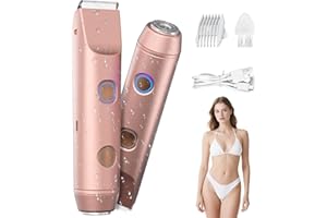 Fanovae Bikini Trimmer for Women – Dual-Head Electric Razor, IP67 Waterproof USB-C Rechargeable Shaver for Bikini Line, Underarms, Legs & Face, Rose Gold Stocking Stuffer Holiday Gift