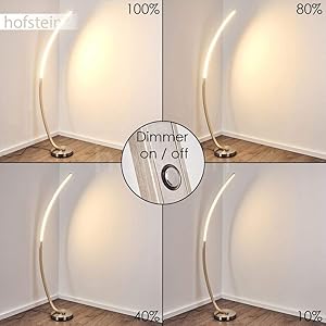 Dimmbare LED Stehlampe Kimbolton aus Metall im stylischen Design, Bodenlampe für Wohnzimmer, Schlafzimmer, Flur, Schmale Lichtleiste, mit stufenlosem Touchdimmer am Gehäuse, 3000 Kelvin, 1000 Lumen