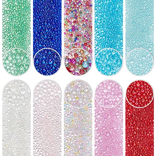 OLYCRAFT 720-1000Pcs 0.4-3mm Resin Bubble Beads No Hole Micro Caviar Beads 10 Colors Iridescent Water Droplets Bubble Beads Tiny Glass Beads for Resin Crafting and Nail Arts -10g/bag โ image 1
