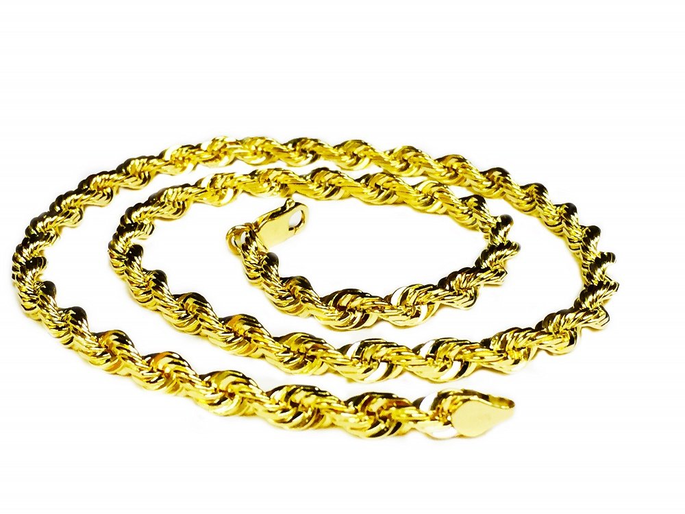 18KT Solid yellow gold Diamond Cut Rope Chain Necklace 18" 6 mm 52 grams (KDC040)