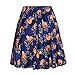 Fancyqube Women's Elastic Waist Cute Sloth Print Flared Mini Skirt Navy Blue XL