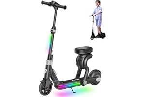 ECOROAD 2-in-1 Kids Electric Scooter EK8,200W Motor & 9 Miles Range,Up to 10 MPH,Dual Brake System,Bluetooth Music & Foldable & Adjustable Height, for Kids Ages 6-12