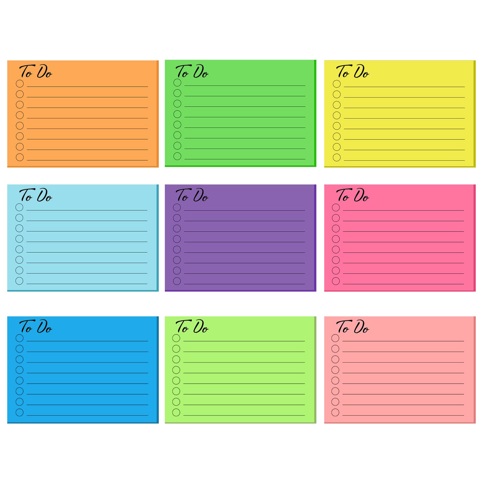 9Pack to do List Sticky Notes pad 450 Sheets Self Stick Note Planning Lined Post It Notes Daily List Notepad 4x3Inch Bright Colors Sticky Notes Notepad for Planner