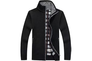 LemonGirl Mens Casual Slim Full Zip Knitted Cardigan Sweater with Pocked