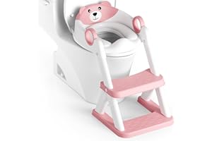 Rabb 1st Potty Training Seat, Upgrade Toddler Toilet Seat for Kids Boys Girls, 2 in 1 Potty Training Toilet, Splash Guard Anti-Slip Pad Step Stool