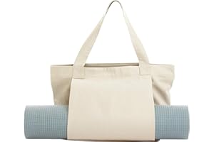 Xrkuu Yoga Bags With Mat Carrier Pilates Tote Bag yoga Block for Women, Canvas Shoulder Bag with Pocket For Gym, Office, Trav