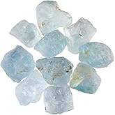 OdrillionGems Natural Raw Aquamarine Rough Gemstones, March Birthstone, DIY Jewelry Making, Wire Wrapping, Chakra Healing Crystals, Loose Wholesale Lot Supplies, Pack of 10pc
