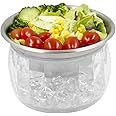 MorTime Ice Chilled Serving Bowl with Acrylic Ice Bowl Base, 20 OZ Cold Dip Salad Server Fruit Serving Dish for Dressing and More