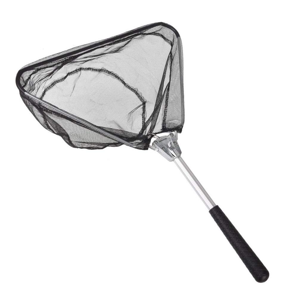 BESPORTBLE Fishing Net Trout Catching Releasing Fish Landing Net With Telescopic Pole Handle (50cm, Black)