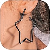 Richsteel Fashion Star Hoop Earrings for Women Stainless Steel Silver/Gold/Black Tone Star Earring Hoops Fit Sensitive Ears