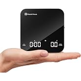 Maestri House S2 Espresso Coffee Scale with Timer 0.1g Precision Shot Scale | USB-C Rechargeable, Dual Timing Modes, 2kg/0.1g Digital Scale with Borosilicate Glass Top for Espresso and Pour-Over Brewing