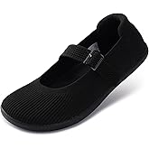 WHITIN Womens Wide Toe Box Barefoot Mary Jane Flats + Zero Drop