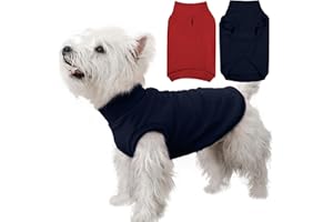 IECOii 2 Pack Fleece Dog Sweater with Leash Hole, Stretchy & Sleeveless, Warm & Soft Dogs Sweaters for Indoors & Outdoors in Fall, Winter and Spring, Machine Washable (Size M, Blue & Red)