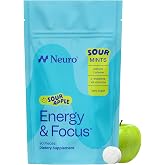 Neuro Energy &amp; Focus Mints, Sour Green Apple, 90 Count | 40mg Natural Caffeine Sour Mints, 60mg L-Theanine, B Vitamins, Sugar Free, Vegan, Clean Nootropic Energy &amp; Focus Supplement