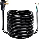 15FT 8 AWG 3 Prong Replacement Power Cord with N6-50P Plug, Heavy Duty 40AMP 250V Extension Cable with Pigtail Open Wiring En