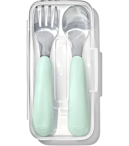 Green Sprouts Set Posate Per Bambini – Acciaio Inox E Plastica Vegetale – 12 Mesi+, Light Sage - 4