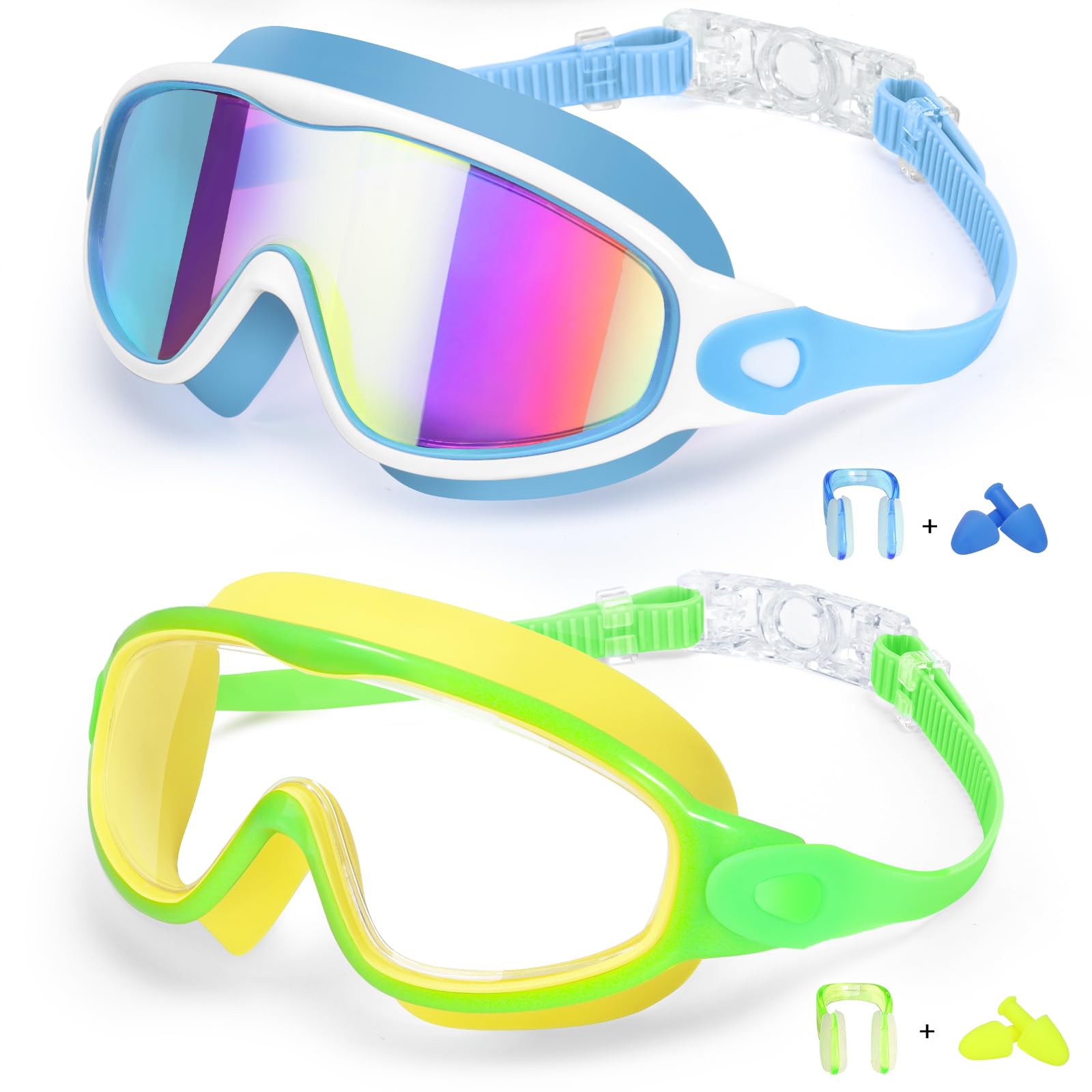 Photo 1 of EverSport Goggles for Kids 6-14, 2 Pack Swimming Goggles, Clear Vision Anti-fog Pool Swim Goggles with Nose Cover Wide View Water Swim Mask for kids Toddler Girls Boys Teens age 4-7 8-14 8-12 3-5 3-6
