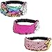 QtGirl Mermaid Sequin Headbands for Girls, 3 Pack Reversible Flip Sequins Headband Stretch Elastic Hairband for Teens Girls and Women Party