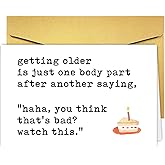 Qamza Funny Birthday Card for Women Men, Sarcastic 50th 60th Birthday Card for Dad Mom Husband Wife Grandpa Grandma, Humorous Getting Older Birthday Gift.