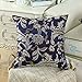CaliTime Throw Pillow Covers Pack of 2 Vintage Floral Leaves Cushion Cases for Couch Sofa Home Decor 18 X 18 Inches Navy Blue