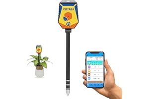 CIZTADA Smart Soil Moisture Meter pH Salinity Tester 8 in 1 Moisture pH Light Environment Humidity Fertility EC Salt Temp Soil Meter for Indoor/Outdoor Plants with App Monitor for Garden, Lawn, Farm