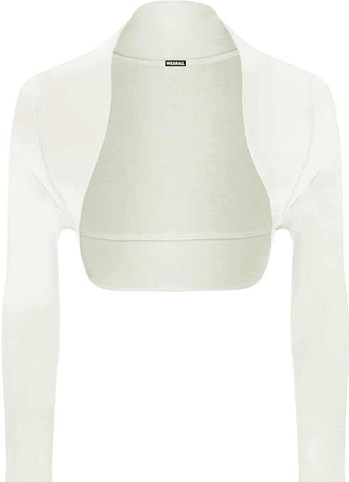 WearAll - Damen Bolero Langarm Top - 16 Farben - Größe 36-42