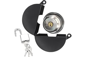 PILISPARK Door Knob Lock Out Device with Padlock, Door Handle Lock - Prevents Turning Door Handles and Entering Keyholes, for Covering Door Handles/Faucets/Valves, Stainless Steel (Black)