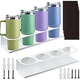 HFYZZ Water Bottle Organizer for Stanley 30/40 oz - 2 Pack Strong Magnetic Stanley Cup Organizer, Space Saving Wall Mount Tumbler Holder Organizer for Kitchen Cabinet Fridge, White, Easy to Install