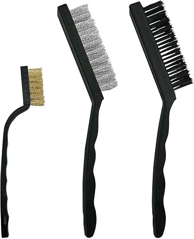 G4GADGET Pack of 3 Steel Nylon Copper Wire Brushes Heavy Duty Cleaning