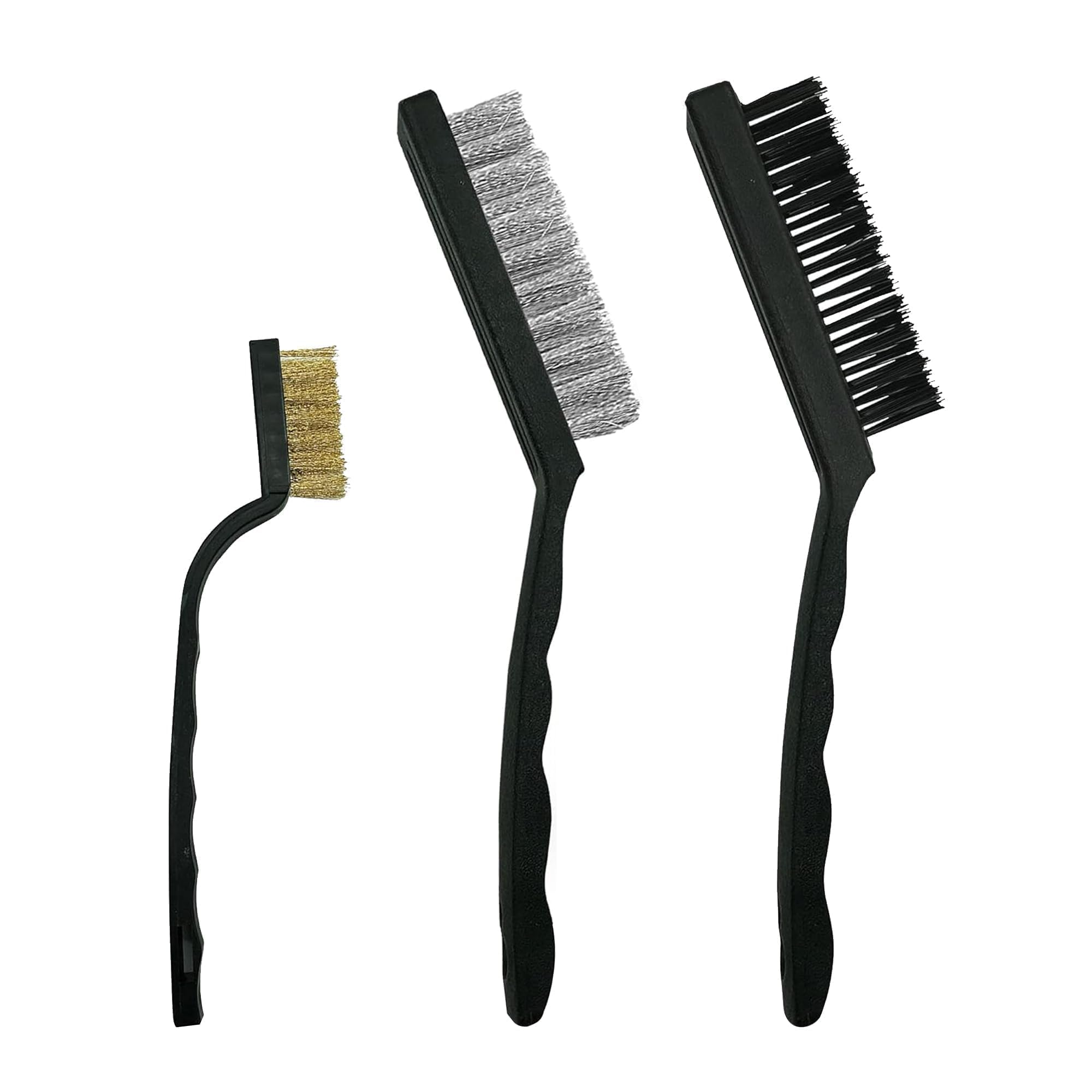 G4GADGET Pack of 3 Steel Nylon & Copper Wire Brush Cleaning Paint Metal Rust Remover Brushes