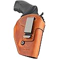 Handmade Full Grain Leather Holster, Fits Most J Frame Revolvers & Most .38 Special Revolvers Ruger LCR,S&W 442/642, Taurus, Charter, Microfiber Leather Backing for Comfort Inside Waistband Carry