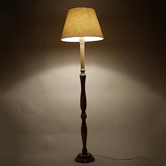 Craftter Textured Bright Yellow Wooden Floor Lamp Amazon Co Uk Lighting