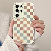 Aoldimu Aesthetics Color Checkered Phone Case for Samsung Galaxy S25 Ultra 5G Case Checkered Pattern Shockproof Soft Protective for Women Men Phone Cover Funda for Samsung S25 Ultra 6.8 Inch