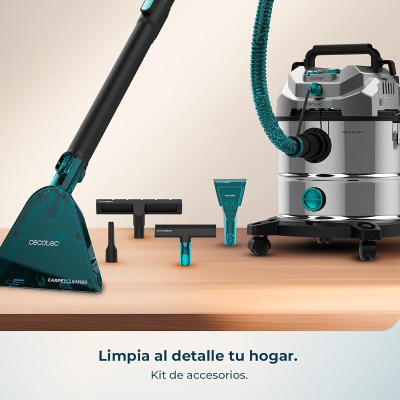 Aspirador sólido, líquido, para estofos e carpetes com cabo Conga CarpetClean 20000 Pro Ultra. 1600W, 21kPa de potência, 2 em 1 função, capacidade de 20L, kit de acessórios, raio de ação 7m