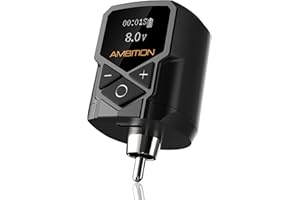 Tattoo Power Supply - Ambition Kuark Mini Wireless Portable RCA Tattoo 1800mAh Lithium Battery Pack with LED Digital Display for Rotary Tattoo Machine