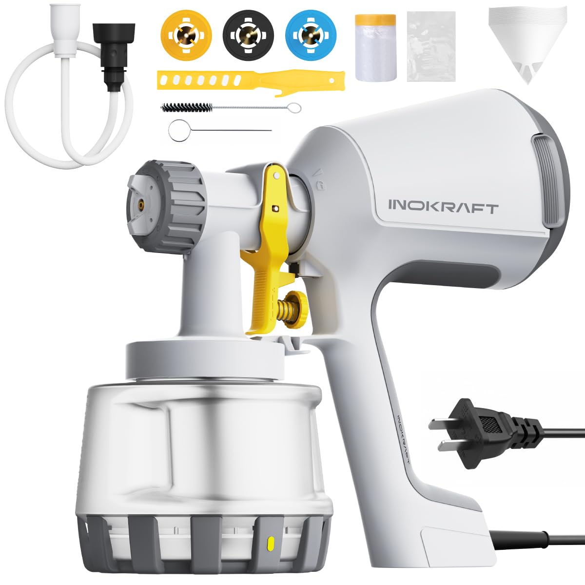 Photo 1 of InoKraft Paint Sprayer, 700w HVLP Sprayer Includes 3 Patterns & Whole Cleaning kit for House Painting, Furniture, Cabinets, Compatible with Stains and Latex Paints,1200ml