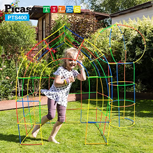PicassoTiles 400pc Construction Toy Straw Building Set Children STEM