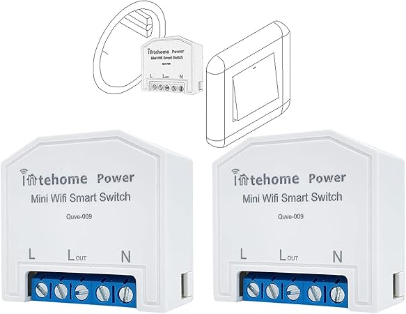 INTEHOME POWER Smart Home 16A Wlan Schalter Stromzhler WiFi Lichtschalter Kompatibel mit Alexa Google Home 2er Pack APP Smart Life