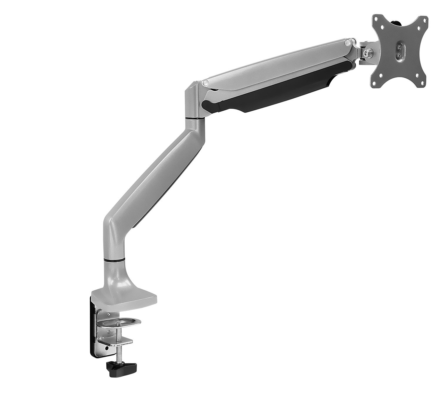 Mount-It! Single Monitor Arm Desk Mount | Gas Spring Monitor Arm | Full Motion Articulating Height Adjustable | Fits 21 22 23 24 27 30 32 Inch VESA Compatible Computer Screen | Clamp and Grommet Base