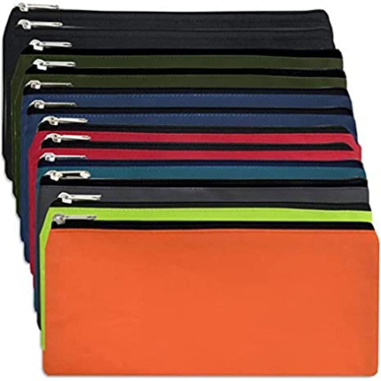 Trail maker Classic Traditional Cloth Pencil Cases in Bulk, in Solid Colors - 24 Pack Bundle