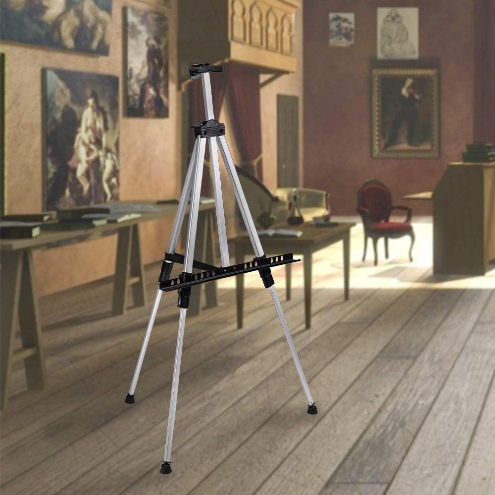 ORIKUA Aluminum Alloy Artist Easel Stand Art Easels with Adjustable Height from 21 to 66-Inch Triangle Easel with Bag Suitable for Studio, Office, Outdoor (2)