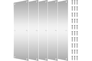 CONEHOY 5 Pcs 16 x 4 Inch Metal Door Protection Push Plate with 30 Screws Stainless Steel Brushed Door Deck Kick Push Plates 