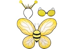 Funcredible Wings, Bee Antenna Headband and Glasses - Bumble Bee Costume for Kids and Adults - Bees Costume Outfit Accessories