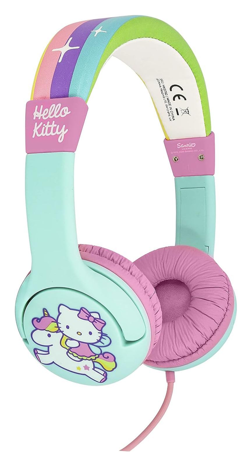 OTL Technologies HK0760 Kids Headphones - Hello Kitty Rainbow Wired Headphones for Ages 3 to 7 Years