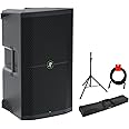 Mackie Thump215XT 1400W 15" Powered PA Loudspeaker System (DSP and Bluetooth) Bundle with with Auray Speaker Stand and 51" Stand Bag Plus 20" XLR-XLR Cable