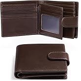 GOIACII Mens Wallet Large Capacity Genuine Leather RFID Blocking Bifold Wallets for Men with ID Window and 15 Card Slots
