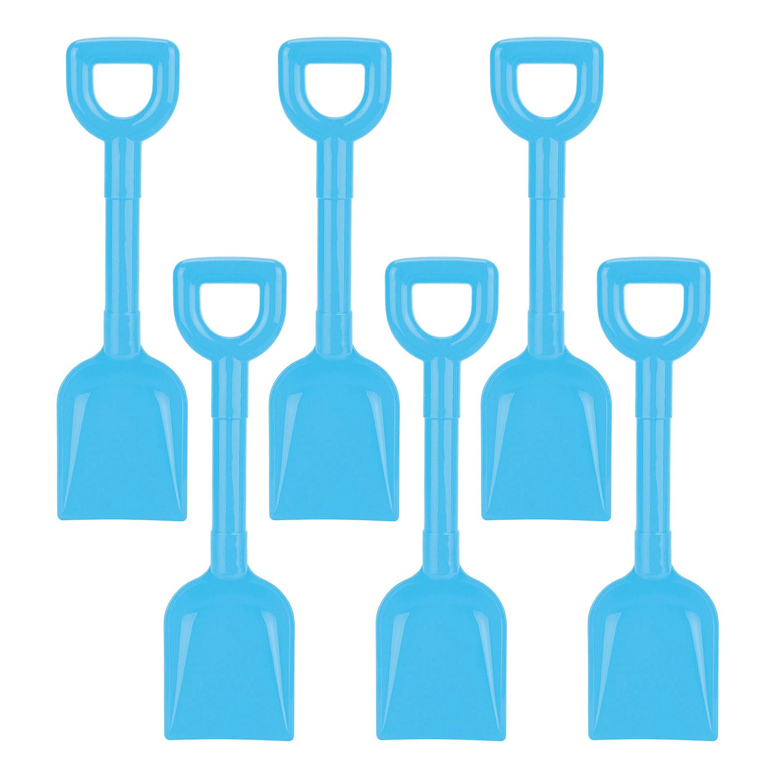Childrens Kids Small 24cm Plastic Beach Spades - Blue - Set of 6