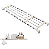 BAOYOUNI Adjustable Closet Rod 33-46" Tension Shelf Wardrobe Organizer | Space Saving Clothes Divider， Expandable Storage Rack ，No Drilling Installation，Ivory ， Heavy Duty Closet Shelf