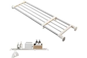 BAOYOUNI Tension Shelf Adjustable Closet Rod Space Saving Wardrobe Clothes Dividers Ivory, 33.07-46.26 Inches